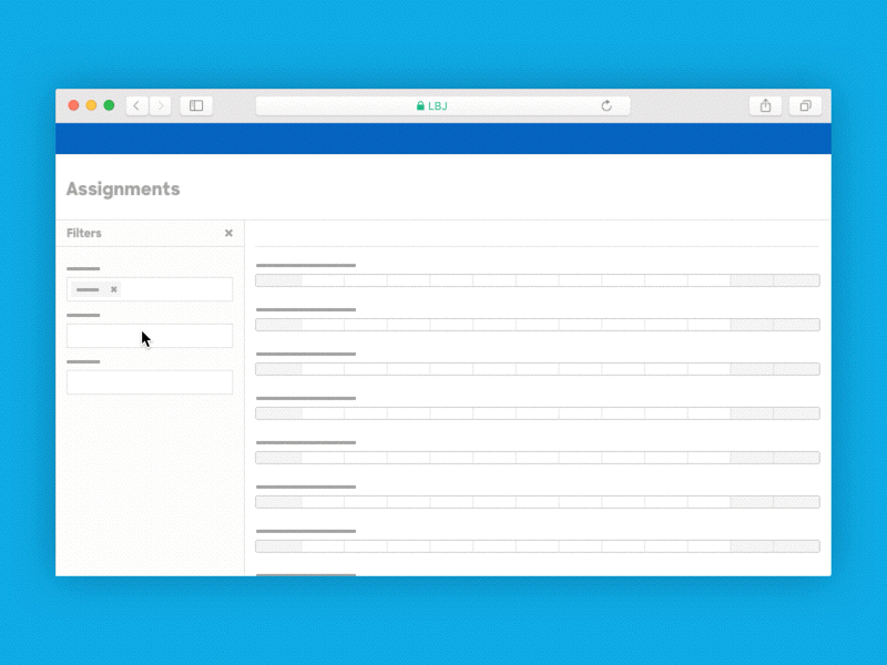 An animated mock-up of the Lawyers Bound for Justice Tool